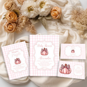 Pink Pumpkin Bow Girl Baby Shower Napkin