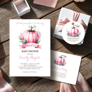 Fall Pink Pumpkin Baby Shower Book for Baby Enclosure Card