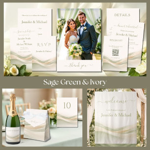 Sage Green and Ivory Dinner Rehearsal  Invitation