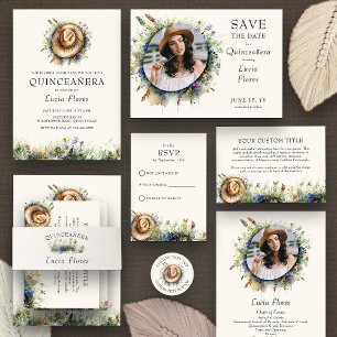 Wildflower Cowgirl Rustic Floral Quinceanera Photo Save The Date