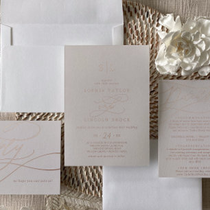 Romantic Rose Gold Foil   Blush Monogram Wedding