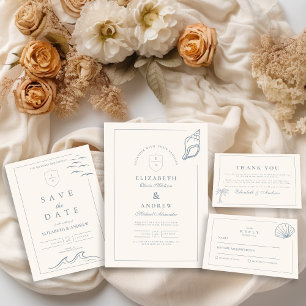 Elegant Nautical Hand Drawn Wedding Thank You Card