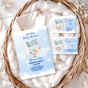 Plane Adventure Awaits Baby Shower Invitation