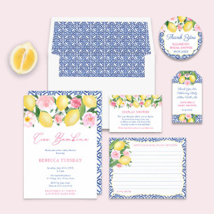 Ciao Baby Italy Inspired Girl Baby Shower Party Invitation