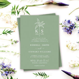 Custom Monogram Wedding Logo Palm Tree Invitation