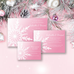 White Snowflake on Pink Winter Wedding RSVP
