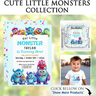 Little Monster Boy Colourful Birthday Wrapping Paper