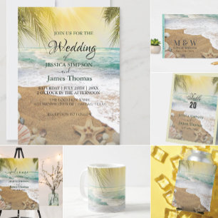 Elegant Sunshine And Blue Ocean Beach Invitation