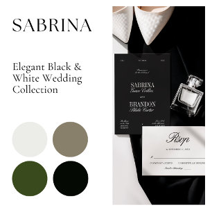 Elegant Black & White Wedding Photo Thank You Card