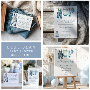 Blue Jeans Denim Books Baby Shower Enclosure Card
