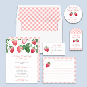 Berry Sweet Strawberry Baby Shower Diaper Raffle Enclosure Card