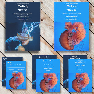 Navy Underwater Jellyfish Nautical Bridal Shower Invitation