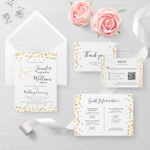 SAVE THE DATE Gold Glitter Confetti Script Wedding Invitation