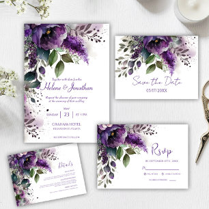 Modern Purple Elegant Wedding Return Address Envelope
