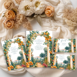 Chic Lemon Mediterranean Summer Wedding Acrylic Invitations