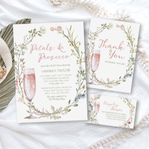 Petals and Prosecco Floral Bridal Shower Invitation