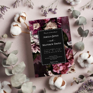 Dark and Moody Floral Wedding Invitation