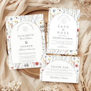 Elegant Wildflower Botanical Wedding Thank You Card