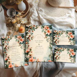 Fancy Floral Art Nouveau Wedding Invitation