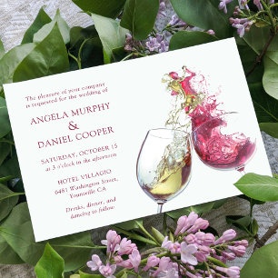 Elegant Red and White Wine Dance Photo Wedding All In One Invitation