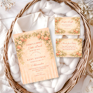 Soft Peach Floral Baby Shower Invitation