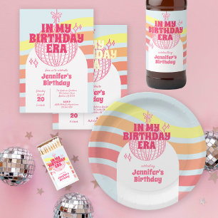Retro Pink Disco Ball In My Birthday Era Party Square Sticker