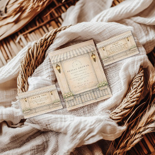 Vintage Floral Courtyard Bridal Shower Napkin