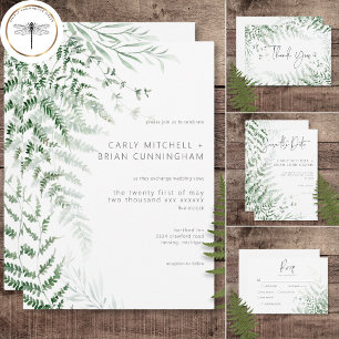 Elegant Delicate Greenery Ferns Wedding Invitation