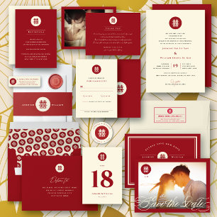 Minimalist Circle Double Happiness Chinese Wedding Classic Round Sticker
