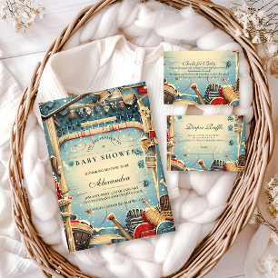 Vintage Hockey Baby Shower Invitation