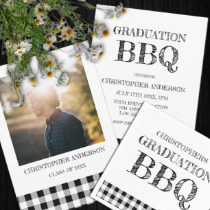 Graduation BBQ Gingham Invitation