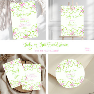  Shamrock Pink Green  Bridal Shower Thank You Classic Round Sticker