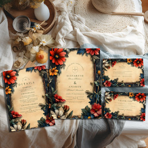 Victorian Floral Art Nouveau Wedding Invitation