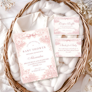 Vintage Pink Toile Lamb Baby Shower Napkin