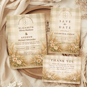 Rustic Wheat And Wildflower Garden Wedding Invitation