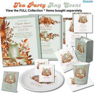 Floral Boho Terracotta Sage Tea Party Event Invitation