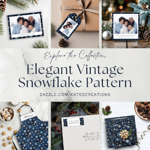 Elegant Vintage Blue White Snowflake Pattern Wrapping Paper Sheet