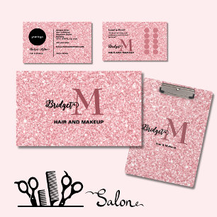 Blush Glitter hair salon elegant script photo Key Ring