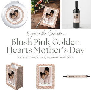 Blush Pink Golden Hearts Mother's Day Photo Magnet