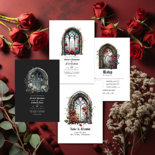 Dark Fantasy Castle Window Gothic Wedding QR Code Invitation