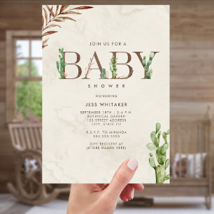 Cactus Lettering Book Request Baby Shower  All In One Invitation