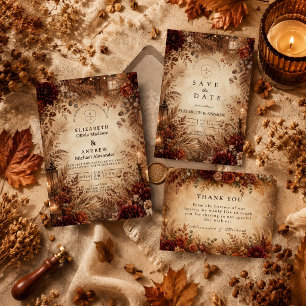 Elegant Rustic Autumn Wedding Invitation