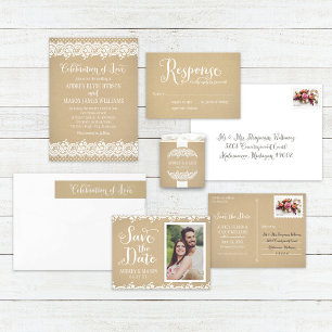 Rustic Kraft and Lace Wedding Monogram Classic Round Sticker