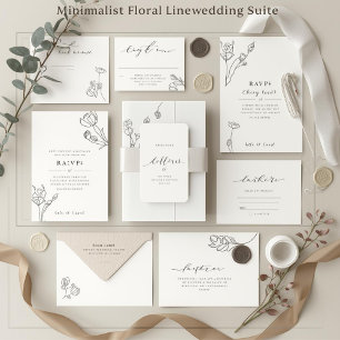 Minimalist Floral Line Art Wedding  Self-inking Stamp