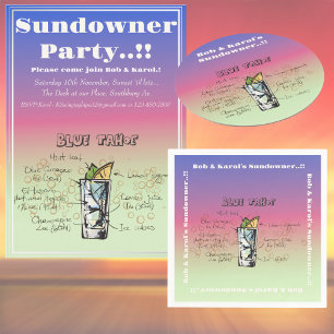Sundowner Blue Tahoe Cocktail Party Invitation