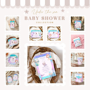 Watercolor Under The Sea Little Pearl BabyRegistry Enclosure Card