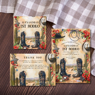 Rustic Cowboy 1st Rodeo Birthday Invitation
