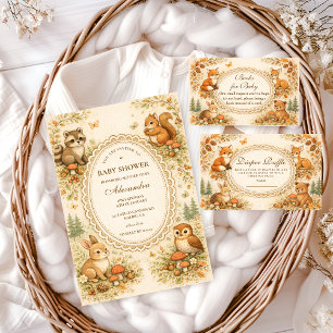 Enchanted Woodland Animals Baby Shower Invitation
