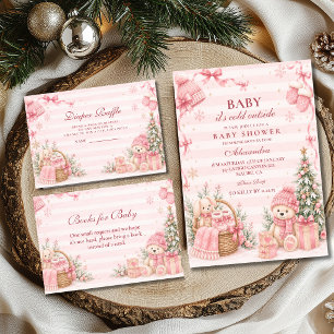 Pink Winter Wonderland Baby Shower Invitation