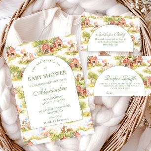 Classic Farm Animals Barnyard Diapper Raffle Enclosure Card